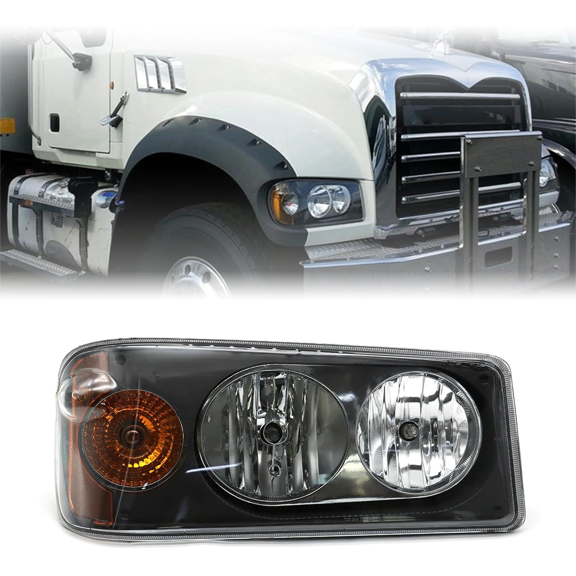 LEAVAN Headlight Assembly Fit for Mack Granite GU713, Right Passenger Side Headlight Assembly Compatible with Select Mack Model 1PCS (Right/Passenger Side)