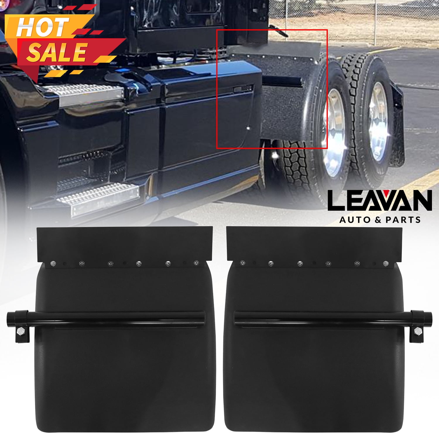 LEAVAN Quarter Fenders for Semi Truck, 24" x 24" Stainless Steel, Tube