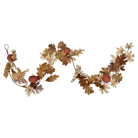 Leaves and Pumpkins Garland, Multicolor, 6', Fall by Way To Celebrate