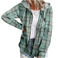 thumbnail image 1 of LEAVINGSUO 2023 Fall Winter Plus Size Coats for Women Clearance Ladies Fashion Hooded Plaid Cardigan Buttoned Casual Shirt Jacket Top, 1 of 9