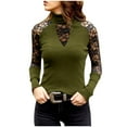 thumbnail image 1 of LEAVINGSUO 2026 Fall Womens Tops Plus Fashion Womens Turtleneck Long Sleeve Cotton T-Shirt Casual Tops Lace Blouse, 1 of 6