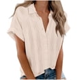 thumbnail image 1 of LEAVINGSUO 2026 50% off Clear! Womens Tops Fashion Woman Causal Button Solid Blouse Short Sleeve T-Shirt Summer Tops, 1 of 9