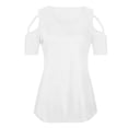 thumbnail image 1 of LEAVINGSUO 2026 50% off Clear! Womens Tops Women Three Quarter Sleeve Crisscross Strappy Cold Shoulder T-Shirt Tops Blouses, 1 of 6