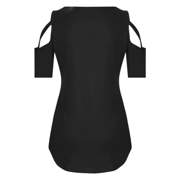 LEAVINGSUO 2026 50% off Clear! Womens Tops Women Three Quarter Sleeve Crisscross Strappy Cold Shoulder T-Shirt Tops Blouses