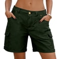 thumbnail image 1 of LEAVINGSUO Bermuda Shorts for Women Plus Size Solid Color Hip Lift Fitness High Waist Stretch Exercise Yoga Pants Army Green M, 1 of 8