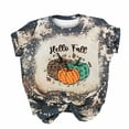 thumbnail image 1 of LEAVINGSUO Blouses for Women Clearance $5 Ladies Tops Women Casual Short Sleeve Digital Tie Printing Round Neck Loose T-Shirt Blouse Tops, 1 of 3