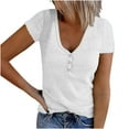 thumbnail image 1 of LEAVINGSUO Button Down Shirts for Women, Womens Tops Womens Fashion Short Sleeve Ribbed Tops for Women Basic Knit Shirts Button Up V Neck Casual Summer Solid Color Tshirt Blouses, 1 of 6