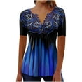 thumbnail image 1 of LEAVINGSUO Button Down Shirts for Women, Womens Tops Womens Fashion Women Fashion Casual Printing Short Sleeve Loose Tee Tops Tunic Blouse, 1 of 5