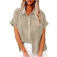 thumbnail image 1 of LEAVINGSUO Button Down Shirts for Women, Womens Tops Womens Fashion Women's Tops Fashion Button Shirt Female V-Neck Loose T-Shirt Blouse, 1 of 6