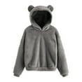 thumbnail image 1 of LEAVINGSUO Cardigan Sweaters for Women,Women's Long Sleeve Fleece Sweatshirt Warm Bear Shape Fuzzy Hoodie Pullover, 1 of 5