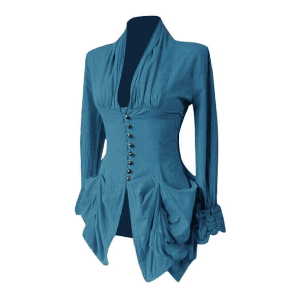 LEAVINGSUO Cardigans for Women Womens Tops Women Long Sleeve Retro Lace Trim Button Up Vintage Irregular Tailcoat Outwear