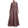 thumbnail image 1 of LEAVINGSUO Dresses for Women 2023 Women's Plus Size Casual Dress High Collar Solid Color Long Sleeve Winter Fall Basic Casual Maxi Long Dress Daily Vacation Dress Pink S, 1 of 6