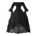 thumbnail image 1 of LEAVINGSUO Fall Dresses Women's Long Sleeve Neck Dress Floor Length Cosplay Dress Black XXL, 1 of 4