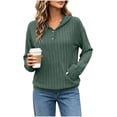 thumbnail image 1 of LEAVINGSUO Fall Tops for Women 2026 Casual Long Sleeve Button Thin Version With Pockets Hooded Collar Coat Army Green L, 1 of 9
