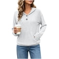 thumbnail image 1 of LEAVINGSUO Fall Tops for Women 2026 Casual Long Sleeve Button Thin Version With Pockets Hooded Collar Coat White M, 1 of 9