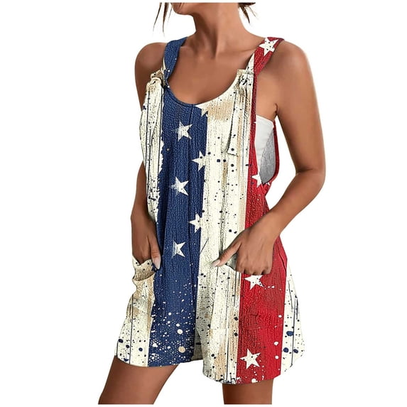 LEAVINGSUO Jumpsuit Shorts for Women Plus Size Women's Summer Shorts Print Romper Shorts Short Jumpsuit With Pocket Multicolor L