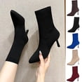 thumbnail image 1 of LEAVINGSUO Knee-High Boots for Women Versatile Plus-Size Pointed-Toe Breathable Fabric Heeled Comfortable Winter Boots Blue 41, 1 of 8