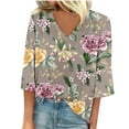 thumbnail image 1 of Black*Friday Clearance Items under $5 GaThRRgYP Long Blouses for Women Women's Fashion V-Neck Three Quarter 3/4Sleeve T Shirt AutumnBlouse Tops Sweatshirt, 1 of 1