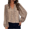 thumbnail image 1 of LEAVINGSUO Long Sleeve Shirts for Women, Fall Womens Tops Fashion Women Casual Printing V-Neck Long Sleeve Loose T-Shirt Blouse Pullover Tops, 1 of 9