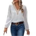 thumbnail image 1 of LEAVINGSUO Long Sleeve Shirts for Women, Fall Womens Tops Women's Fashion Casual Spring Summer Long Sleeve V-Neck Blouses & Shirts, 1 of 9