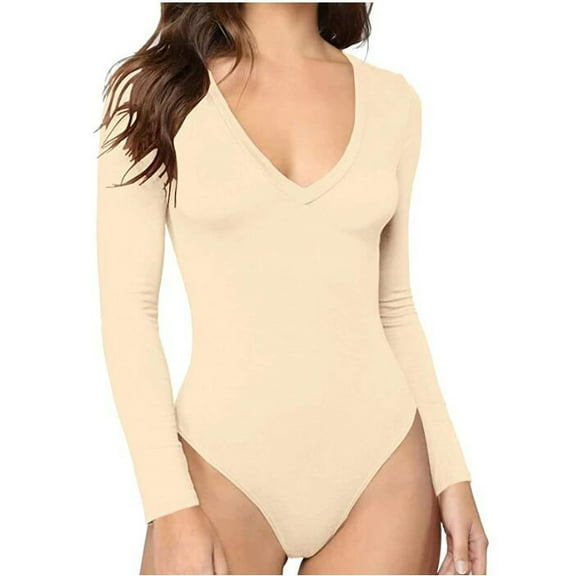 LEAVINGSUO Long Sleeve Shirts for Women, Fall Womens Tops Women's and Winter Fashion Knitting V-Neck Pullover Shirt Tops Bodysuit