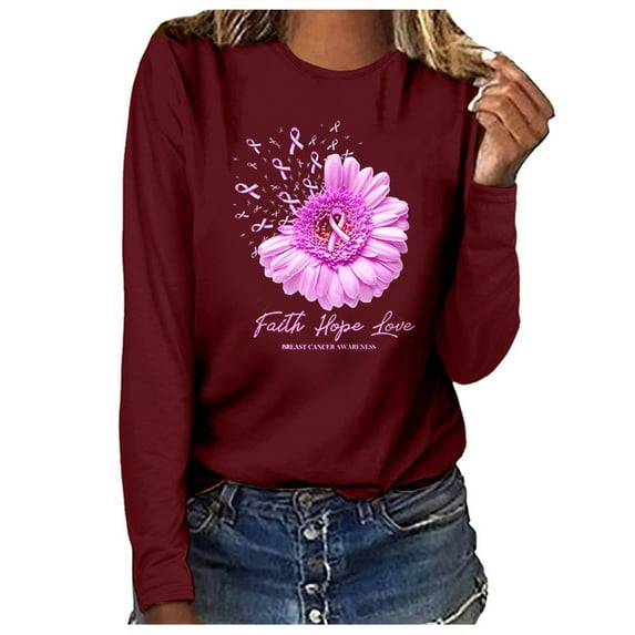 LEAVINGSUO Long Sleeve T-Shirt for Women Womens Tops Clearance,Women Breast Top Casual Long Sleeve Sweatshirt Pullover Blouse Red XL