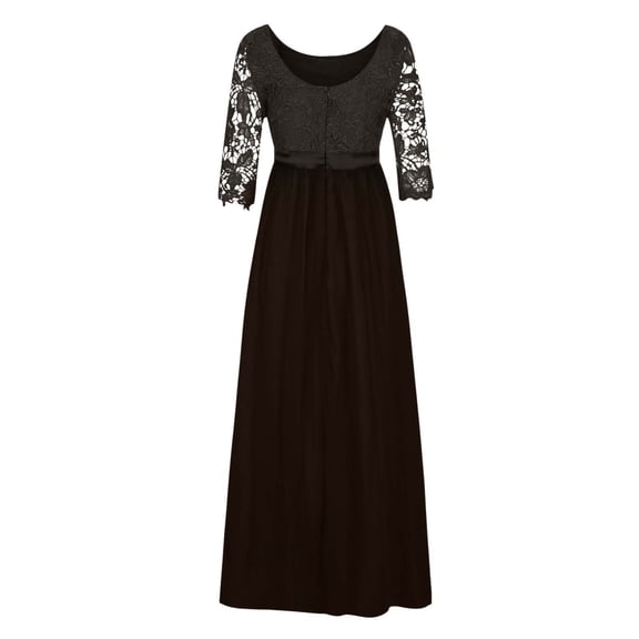 LEAVINGSUO Maxi Dresses for Women Women's formal Wedding Bridesmaid Long Evening Party Prom Ball Gown Cocktail Dress Dress Black L