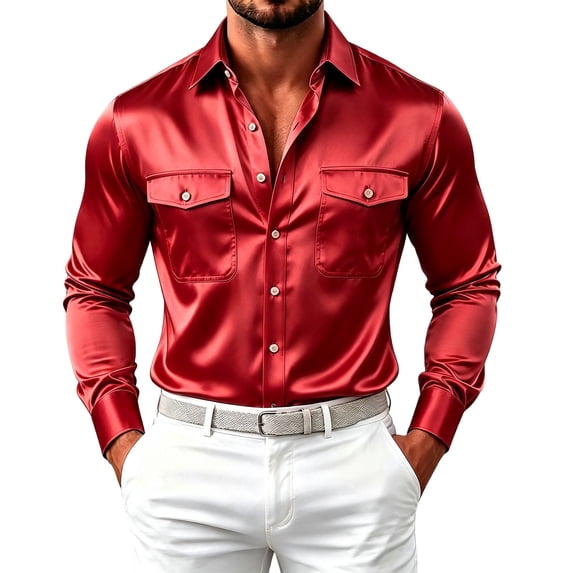 LEAVINGSUO Men's Dress Shirts Long Sleeve Button Down Shirt Solid Color Long Sleeved Casual Business Shirt Coffee XXL