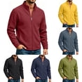 thumbnail image 1 of LEAVINGSUO Men's Zip-up Cardigan Sweatshirt Solid Color Long Sleeved Stand Up Collar Pocket Casual Warm Jacket Dark Gray S, 1 of 9