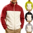 thumbnail image 1 of LEAVINGSUO Men's Zip-up Cardigan Sweatshirt Solid Color Long Sleeved Stand Up Collar Pocket Warm Jacket Green XL, 1 of 7
