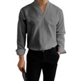 thumbnail image 1 of LEAVINGSUO Mens Dress Shirts Stand Collar Solid Color Casual Button Pocket Long Sleeve Shirt Gray S, 1 of 4