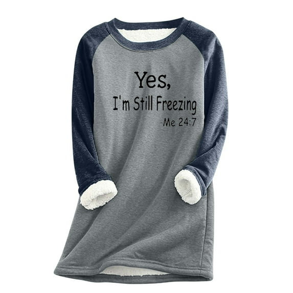 LEAVINGSUO Merry Christmas Long Sleeve Tshirts for Women Women's Digital Printed Plush and Thickened Fashionable Casual Long Sleeved Hooded Round Neck Sweatshirt