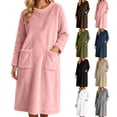 thumbnail image 1 of LEAVINGSUO Nightgowns for Women Plus Size Long Sleeve Pullover Winter Casual Nightgown long dress with plush fabric For Home Use Black S, 1 of 7