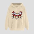 thumbnail image 1 of LEAVINGSUO Plus Size Blouse for Women,Women's Printed Off Shoulder Sleeves Long Sleeved Top Hooded Sweatshirt Khaki L, 1 of 3