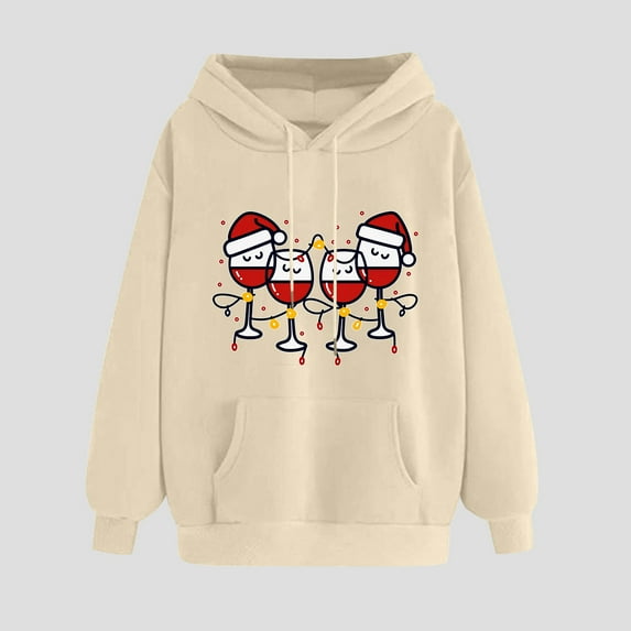 LEAVINGSUO Plus Size Blouse for Women,Women's Printed Off Shoulder Sleeves Long Sleeved Top Hooded Sweatshirt Khaki L