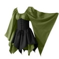 thumbnail image 1 of LEAVINGSUO Plus Size Dresses Women Costumes Gothic Retro Sleeve Corset Dresses Sleeve Round-Neck Knee-High Dress Green M, 1 of 4