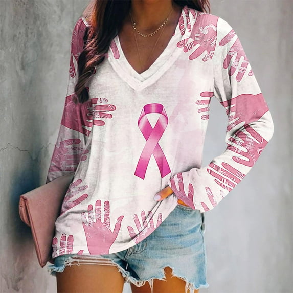 LEAVINGSUO Plus Size Oversized Sweatshirt for Women,Women's Fashion Loose Long Sleeve Blouse V-Neck Casual Pullover Tops Blouses Pink M