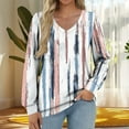 thumbnail image 1 of LEAVINGSUO Plus Size Tunic Tops for Women,Women's Fashionable Printed T-shirt Long Sleeves V-Neck Comfortable and Casual Loose Top White XXL, 1 of 5