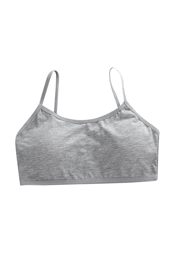 Plus Size Womens Summer Tank Tops Comfort Children Bra Teen Girls Bra Cotton Training Bra Student Kids Underwear Camisole Gray One size