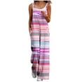 thumbnail image 1 of LEAVINGSUO Print Jumpsuits for Women Plus Size Women Fashion Casual Loose Printed Pockets Sleeveless Back Strap Jumpsuit Pink XXL, 1 of 6