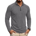 thumbnail image 1 of LEAVINGSUO Pullover Shirts for Men Fall Winter Washed Long-sleeved Stand-up Collar Shirt Dark Gray XL, 1 of 6