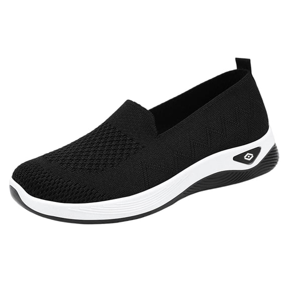 LEAVINGSUO Shoes for Women Versatile Plus-Size Soft-Soled Breathable Mesh Shoes Summer Trendy And Comfortable Shoes Black 36