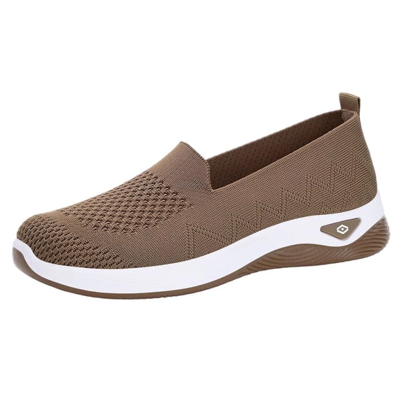 LEAVINGSUO Shoes for Women Versatile Plus-Size Soft-Soled Breathable Mesh Shoes Summer Trendy And Comfortable Shoes Coffee 38