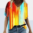 thumbnail image 1 of GaThRRgYP Short Sleeve Shirts for Women Fall Tops,Women's Loose Casual Short Sleeve V Neck T Shirts Printed Tshirts Blouses Yellow XXL, 1 of 5