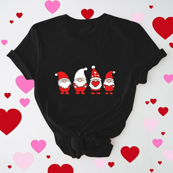 GaThRRgYP Short Sleeve Tshirts Women,Women's Casual Round Neck Short-sleeved Christmas Tree Printed T-shirt Black XXL
