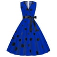 thumbnail image 1 of LEAVINGSUO Sleeveless Dresses for Women Plus Size Women Vintage Retro V-Neck Sleeveless Print Evening Party Prom Dress, 1 of 9