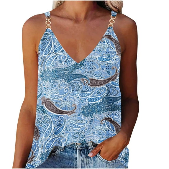 LEAVINGSUO Summer Womens Tank Tops Women's Summer Casual Sleeveless Blouse V Neck Tops T-Shirt Vest for Women Blue XXL