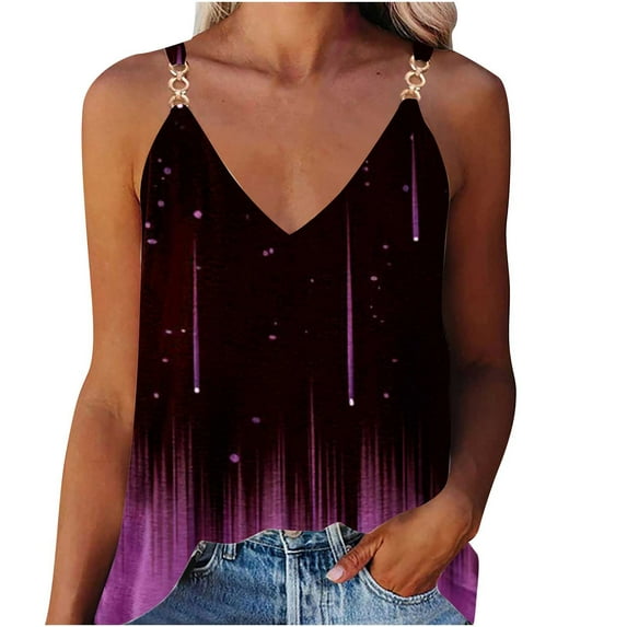 LEAVINGSUO Summer Womens Tank Tops Women's Summer Casual Sleeveless Blouse V Neck Tops T-Shirt Vest for Women Purple XXL