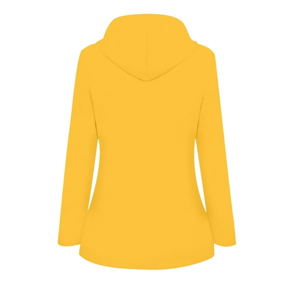 LEAVINGSUO Sweaters for Women Cardigan for Women Women Solid Rain Jacket Outdoor Plus Size Hooded Raincoat Windproof Yellow M