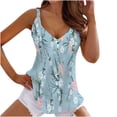 thumbnail image 1 of LEAVINGSUO Tank Tops for Women under $5 Women Summer Casual Vest V-Neck Pullover Blouse Printed Sleeveless Tank Tops Blue XL, 1 of 1